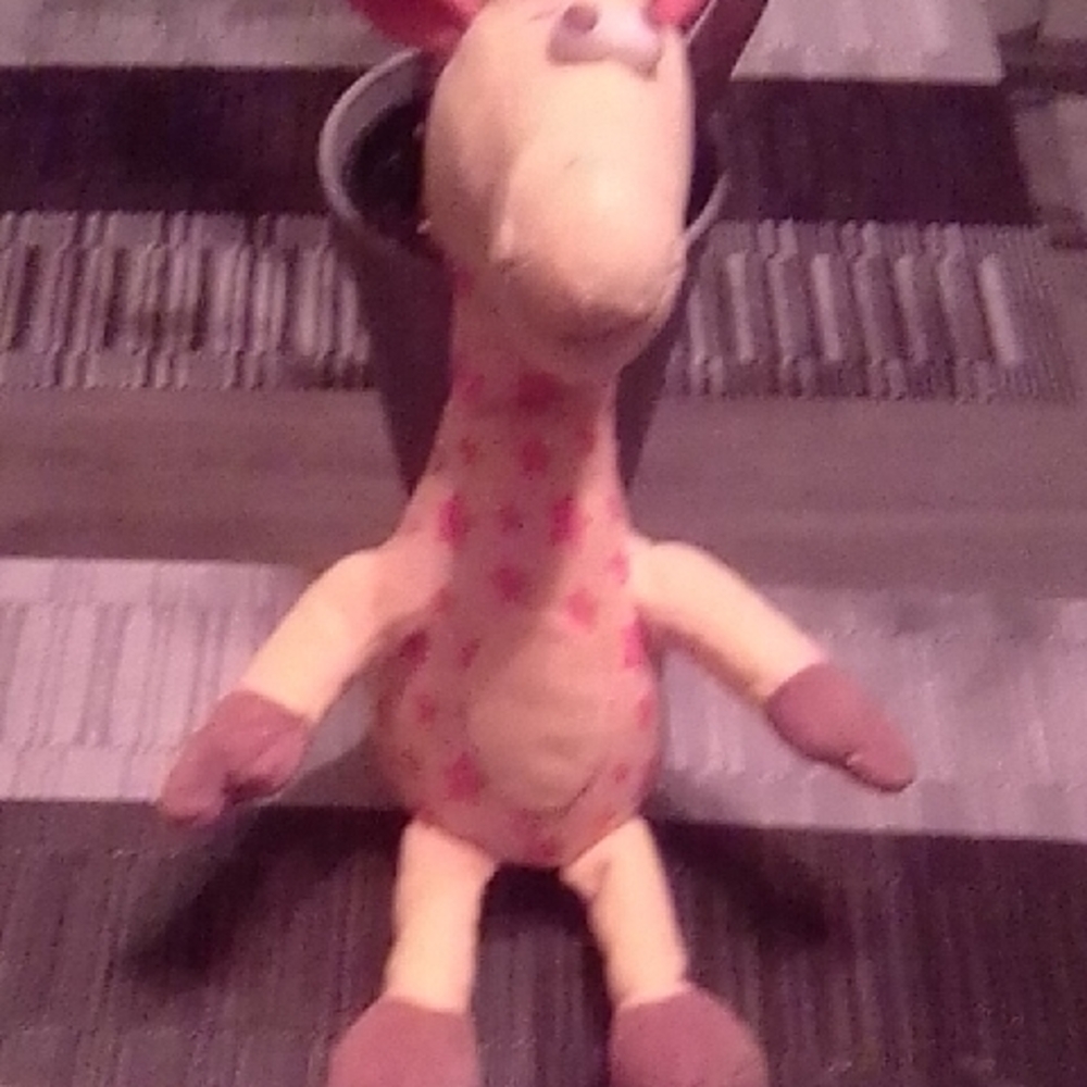 Plush Giraffe Toy with Pink Spots